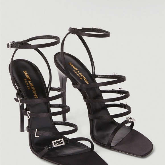Saint Laurent Elegant Black Strappy Heels - Picture 1 of 4